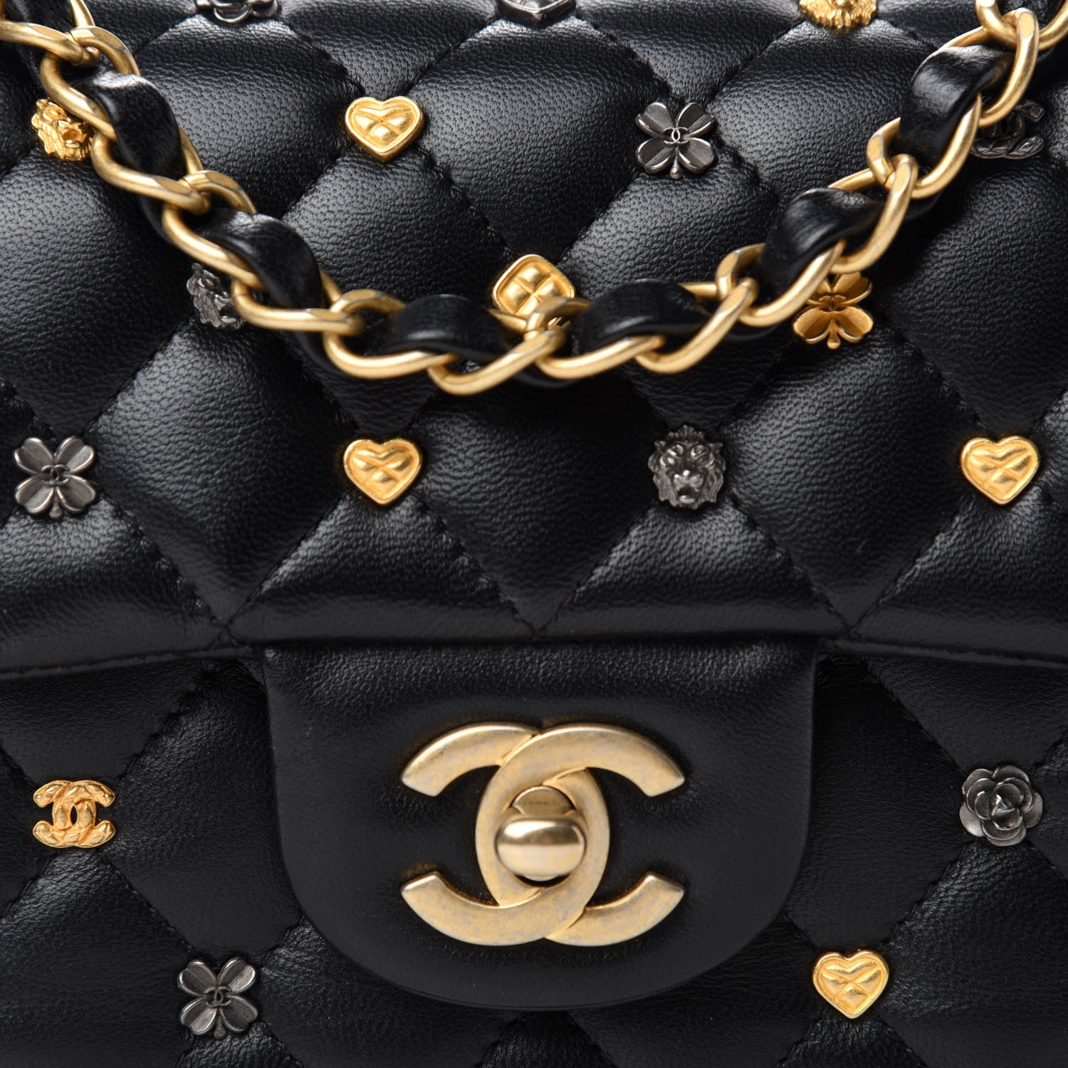 Chanel Lambskin Quilted Studded Mini Rectangular Flap Black 11 of 12