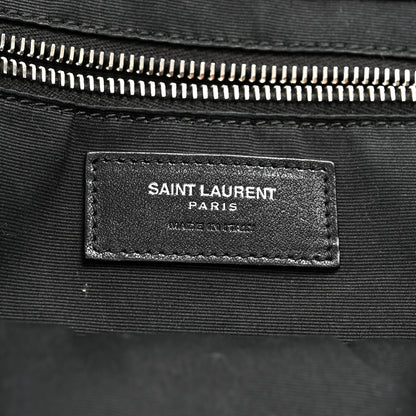 Saint Laurent Raffia Linen Calfskin Small Rive Gauche Tote Black 6 of 14