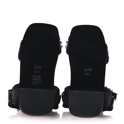 Gucci Neoprene Canvas Crystal Embellished Shea Flat Sandals 36.5 Black 5 of 9