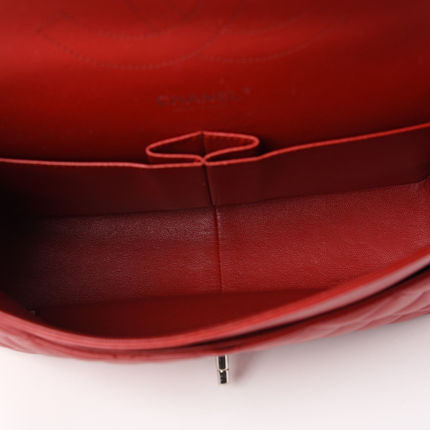 Lambskin Quilted Jumbo Double Flap Red