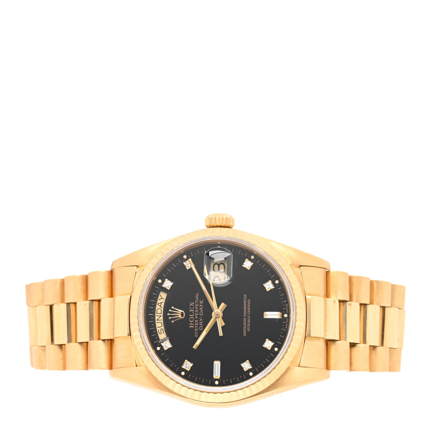 Rolex 18K Yellow Gold Diamond 36mm Oyster Perpetual Day-Date President Watch Black 18038 2 of 5