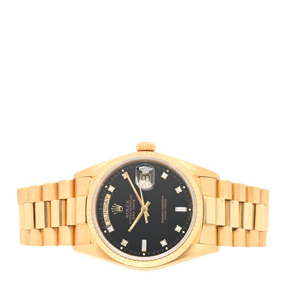 Rolex 18K Yellow Gold Diamond 36mm Oyster Perpetual Day-Date President Watch Black 18038 2 of 5