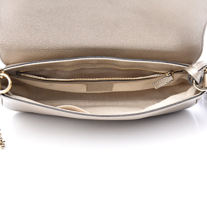 Gucci Metallic Pebbled Calfskin Medium Soho Flap Crossbody Golden Beige 5 of 11