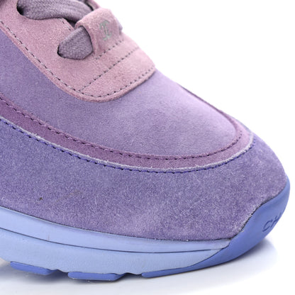 Chanel Nylon Lambskin Suede Calfskin CC Sneakers 40 Purple 11 of 12