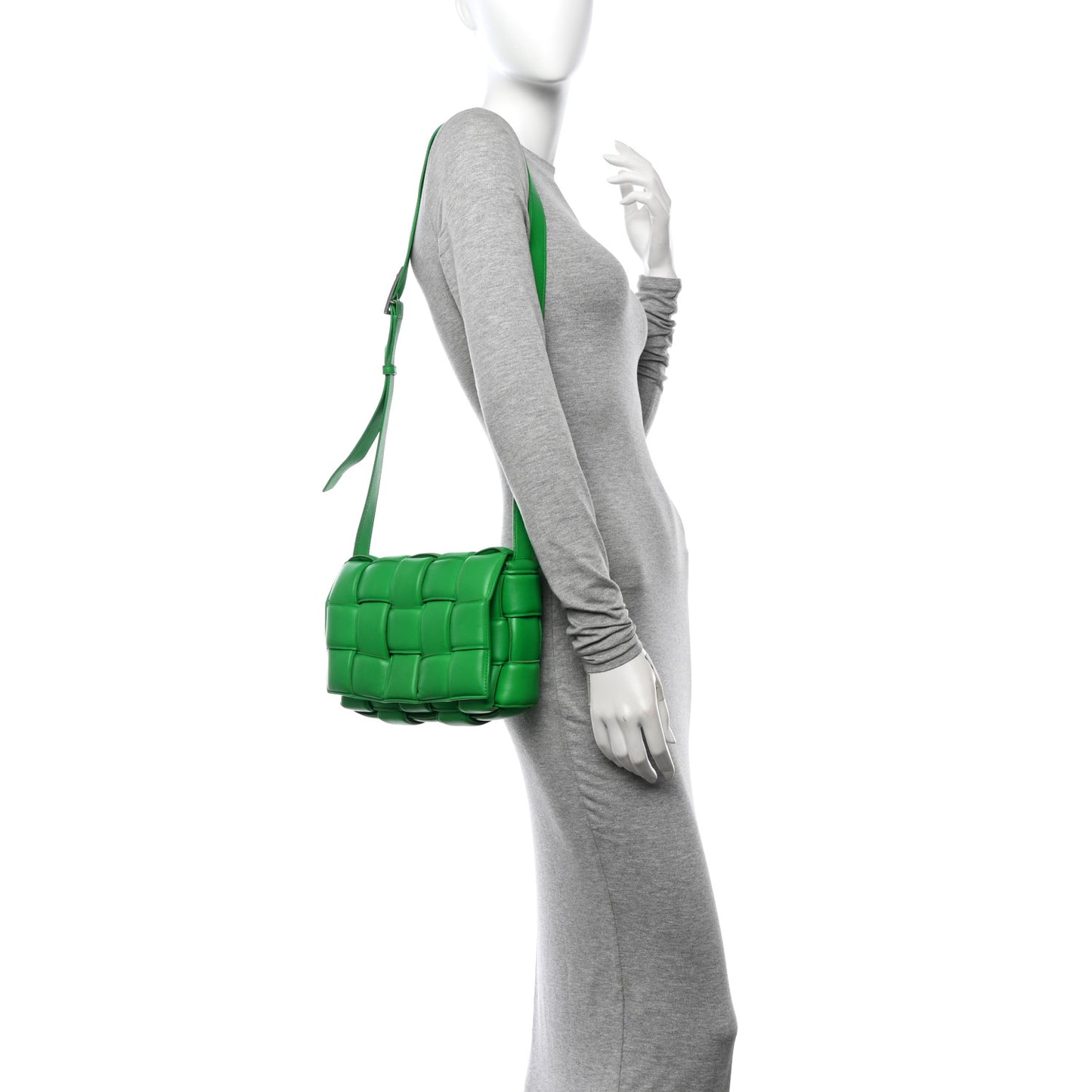 Nappa Maxi Intreccio Padded Cassette Crossbody Bag Parakeet