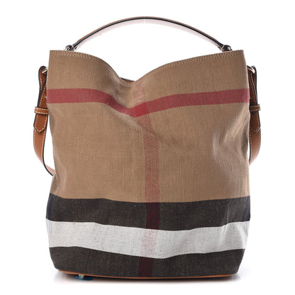 Burberry Canvas Mega Check Medium Ashby Hobo Saddle Brown 1 of 8