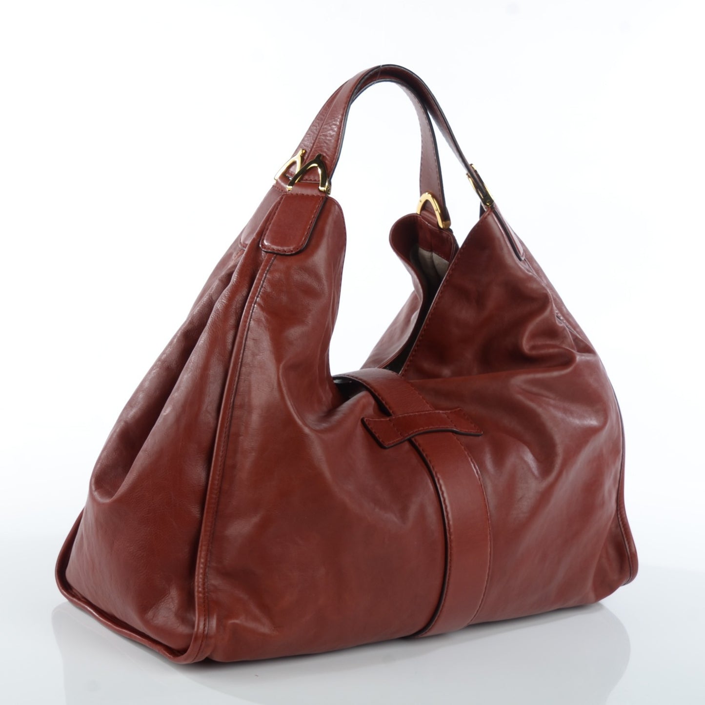 Calfskin Large Soft Stirrup Shoulder Bag Red