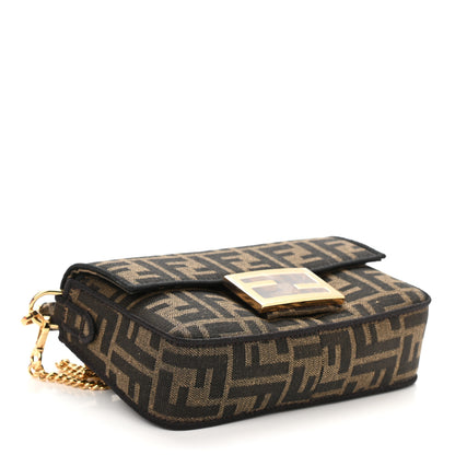 Fendi Fabric Jacquard FF 1974 Mini Baguette Tobacco Moro Black 4 of 10