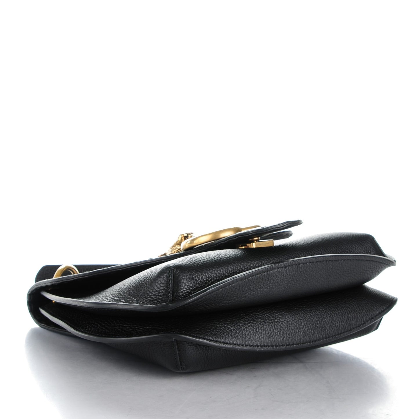 Cellarius Calfskin Feline GG Marmont Flap Shoulder Bag Black