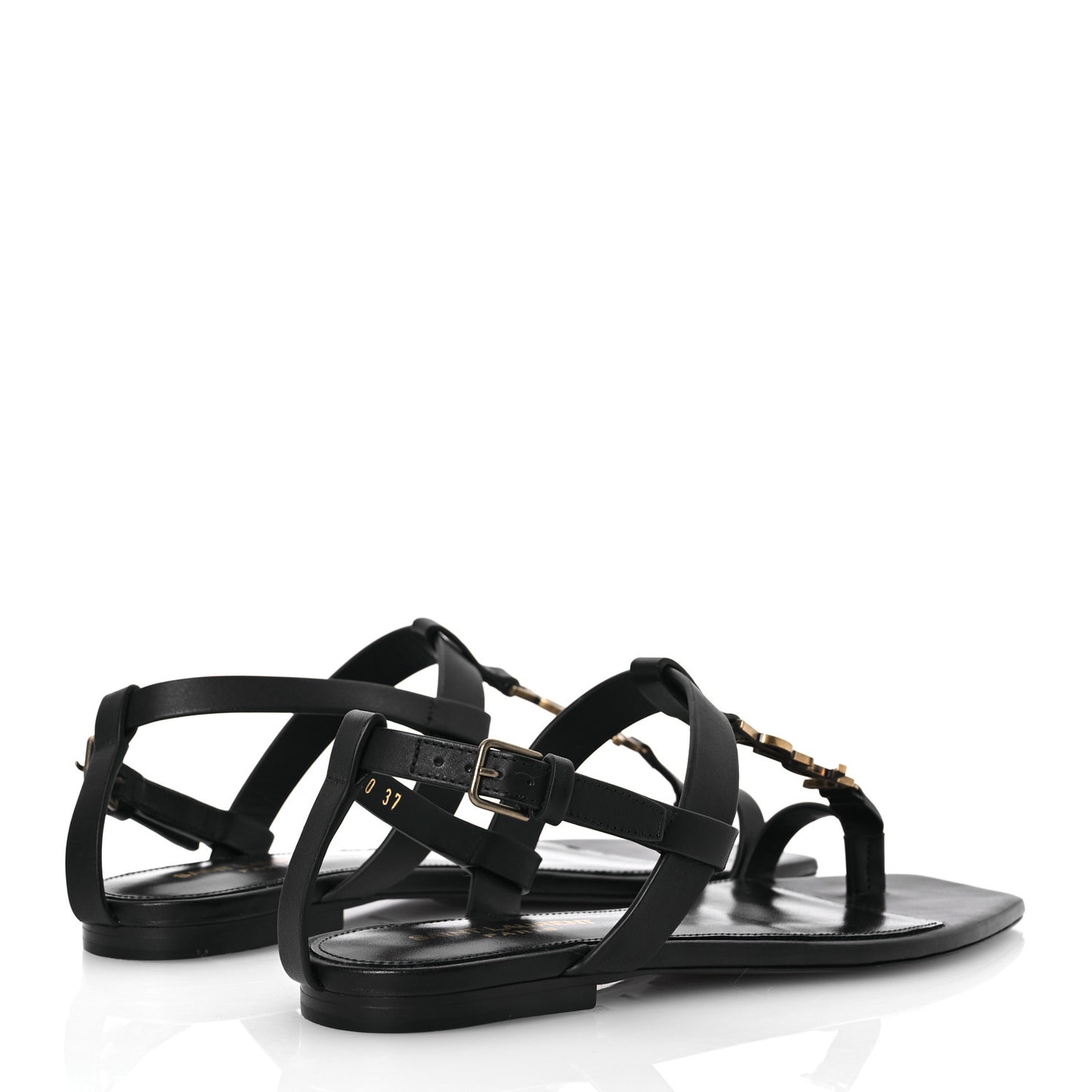 Calfskin Cassandra Monogram Sandals 37 Black