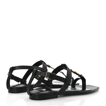Saint Laurent Calfskin Cassandra Monogram Sandals 37 Black 5 of 12