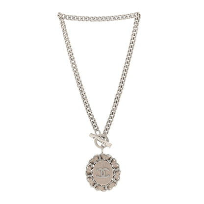 Chanel Lambskin CC Chain Pendant Necklace Silver 3 of 4