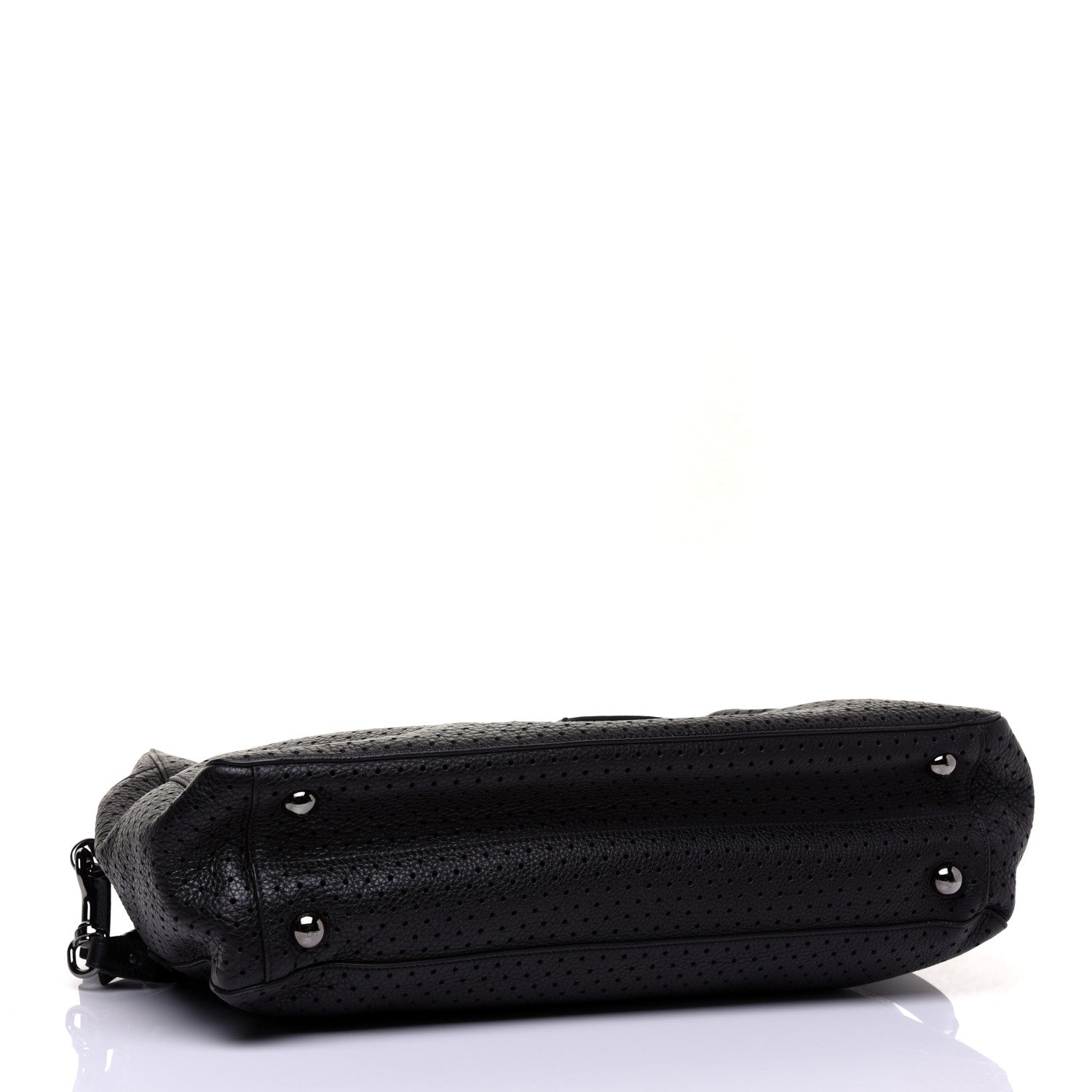 Valentino Garavani Calfskin Perforated Rockstud Large Travel Briefcase Black 4 of 10