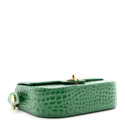 Chanel Calfskin Crocodile Embossed Turn Around Mini Flap Green 4 of 11
