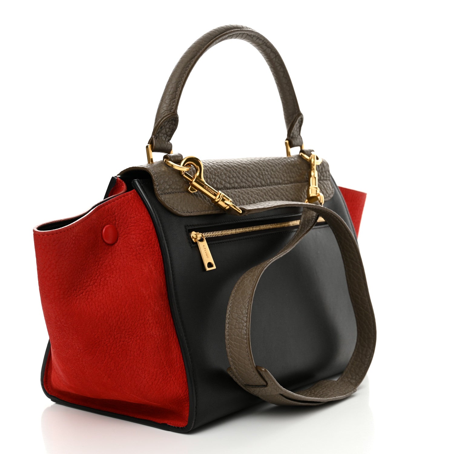 Celine Bullhide Calfskin Small Tri-Color Trapeze Taupe 3 of 13