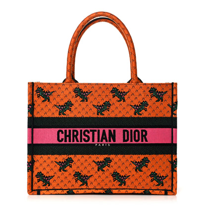 Christian Dior Canvas Embroidered Medium Dino Book Tote Orange Multicolor 1 of 9