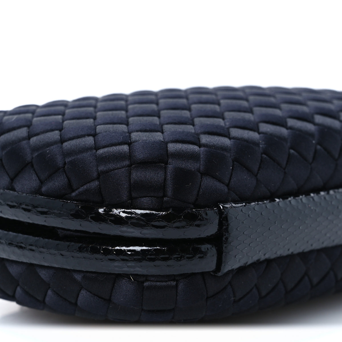 Bottega Veneta Satin Ayers Intrecciato Chain Knot Clutch Black 7 of 8