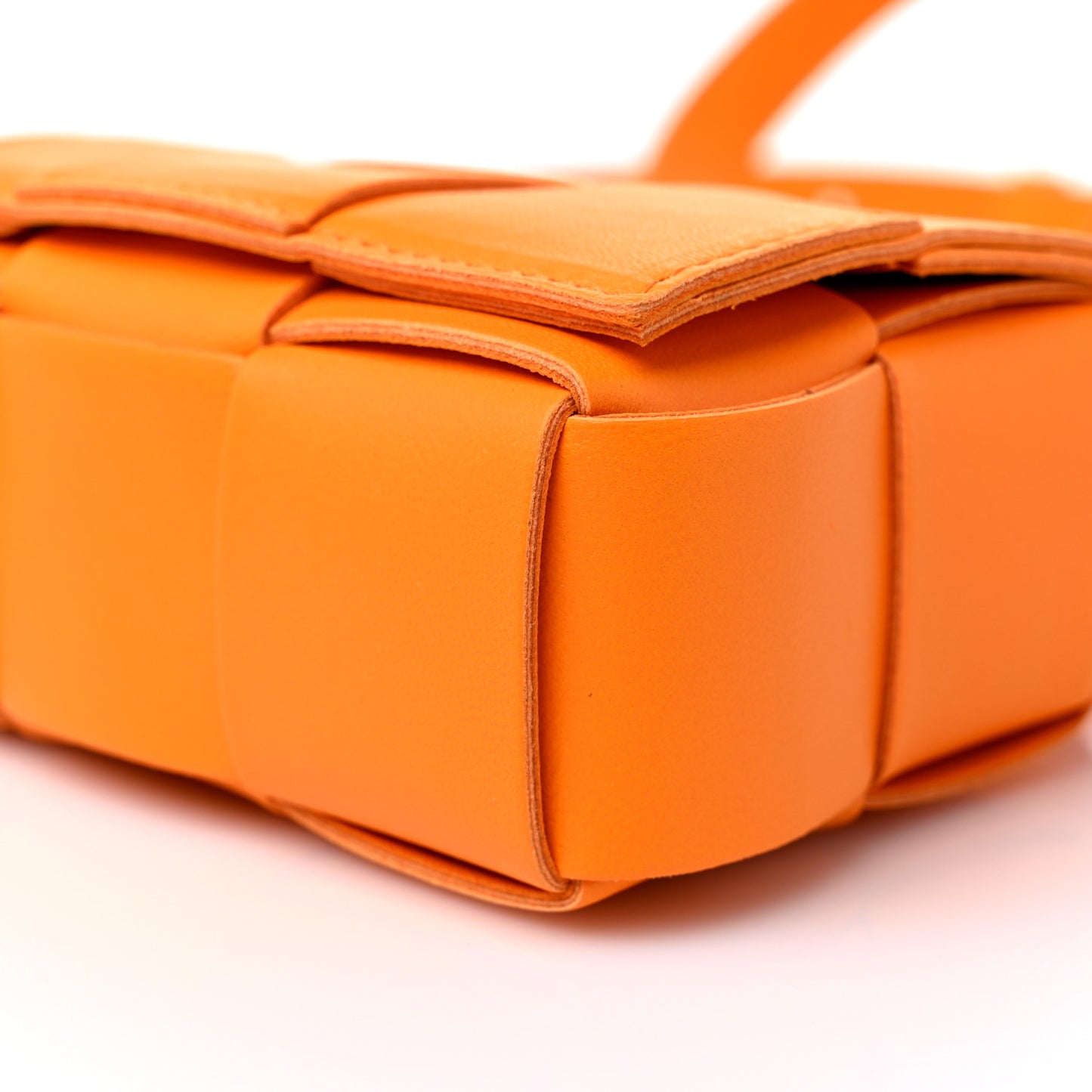 Lambskin Maxi Intrecciato Extra Mini Cassette Crossbody Bag Tangerine