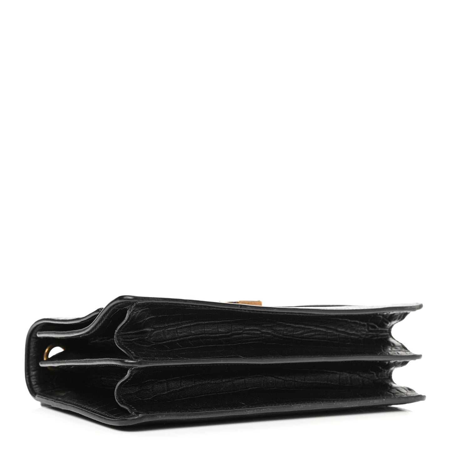 Calfskin Crocodile Embossed Monogram Medium Sunset Black