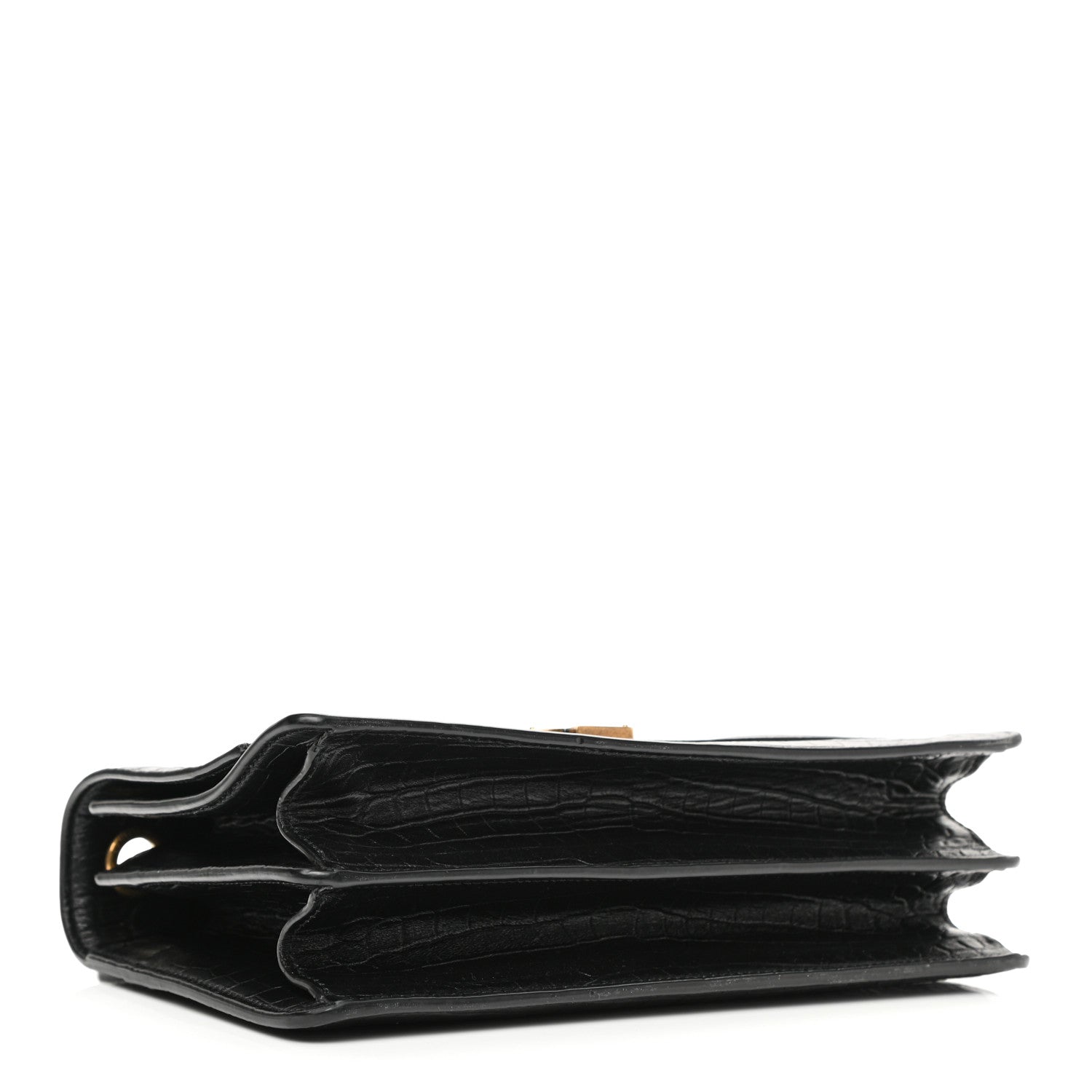 Saint Laurent Calfskin Crocodile Embossed Monogram Medium Sunset Black 3 of 10