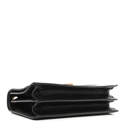 Saint Laurent Calfskin Crocodile Embossed Monogram Medium Sunset Black 3 of 10