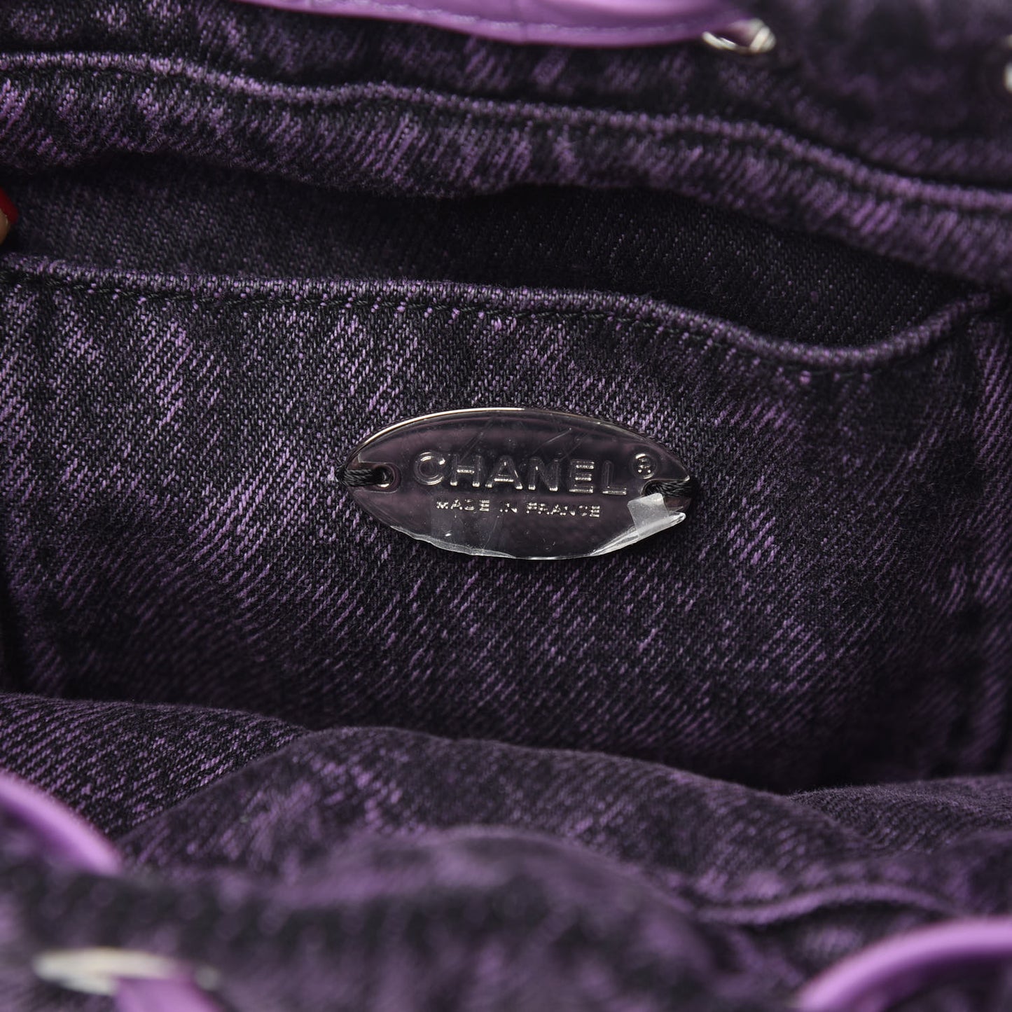 Washed Denim Quilted Denimpression Backpack Violet Purple Black