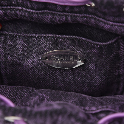 Chanel Washed Denim Quilted Denimpression Backpack Violet Purple Black 6 of 9