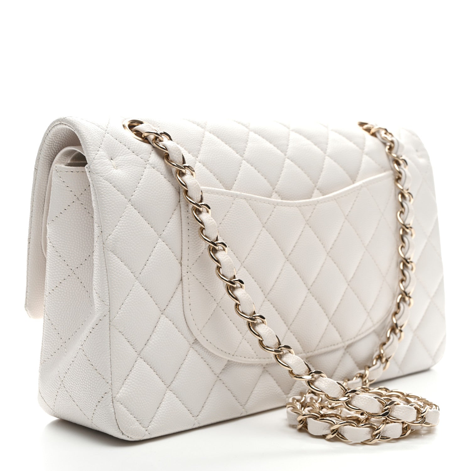 Chanel Caviar Quilted Medium Double Flap White 3 of 9