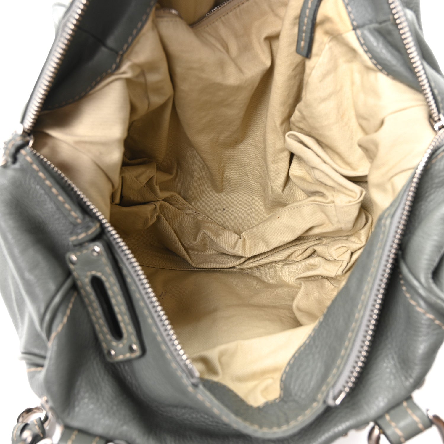 Chloe Calfskin Paddington Front Pocket Tote Gris Vert 5 of 10