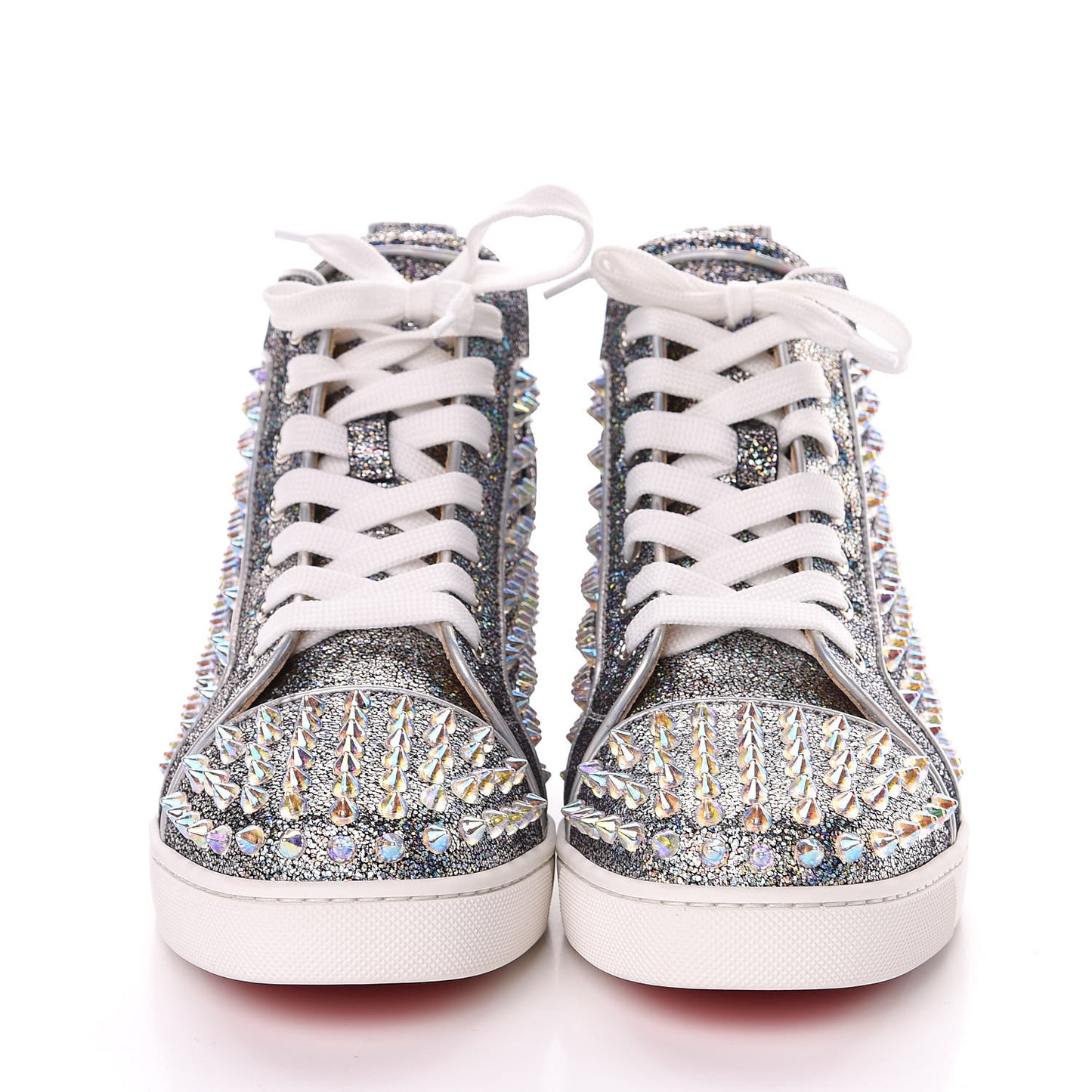 Nappa Mica Spikes Womens Louis Orlato Flat Sneakers 38 Silver