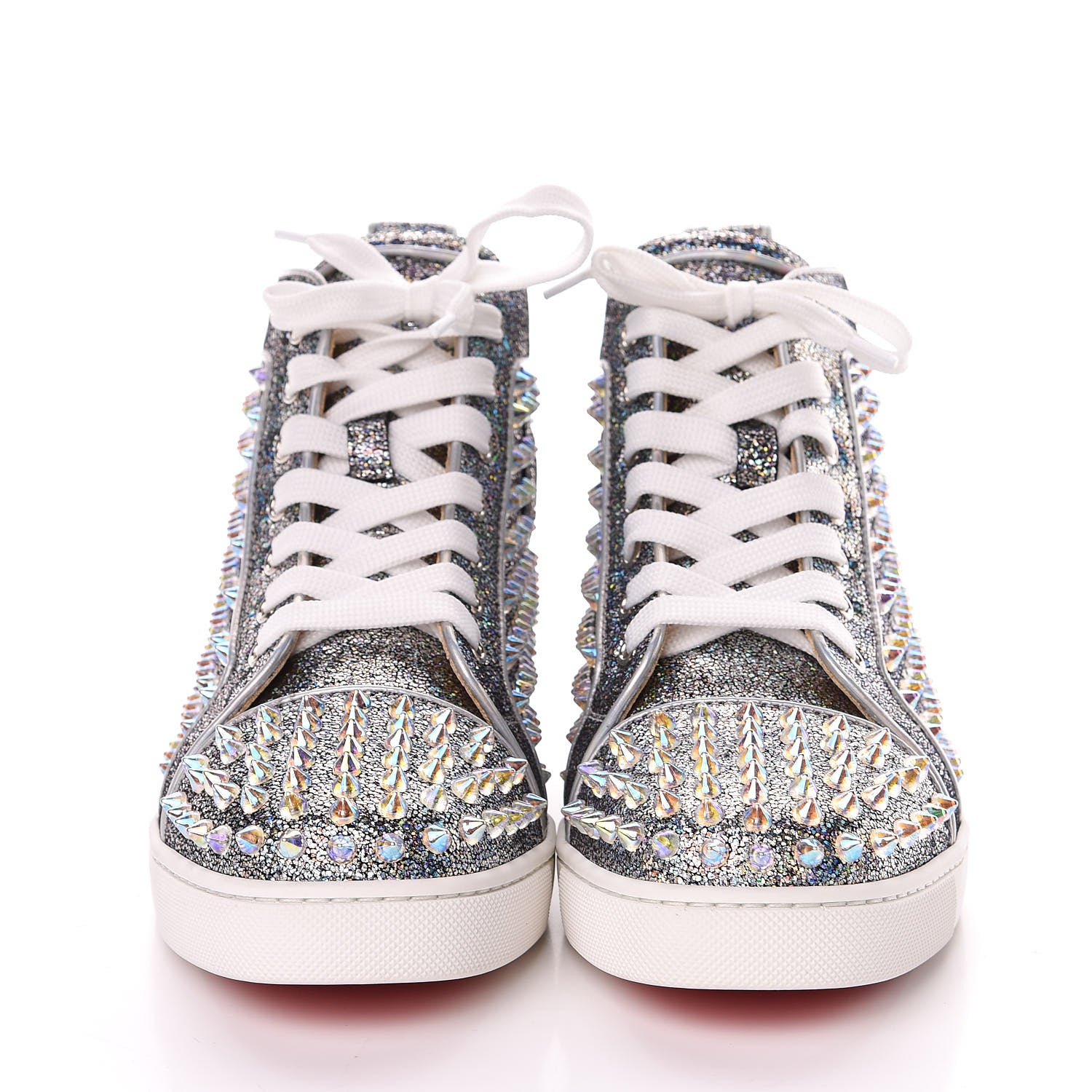 Christian Louboutin Nappa Mica Spikes Womens Louis Orlato Flat Sneakers 38 Silver 2 of 10