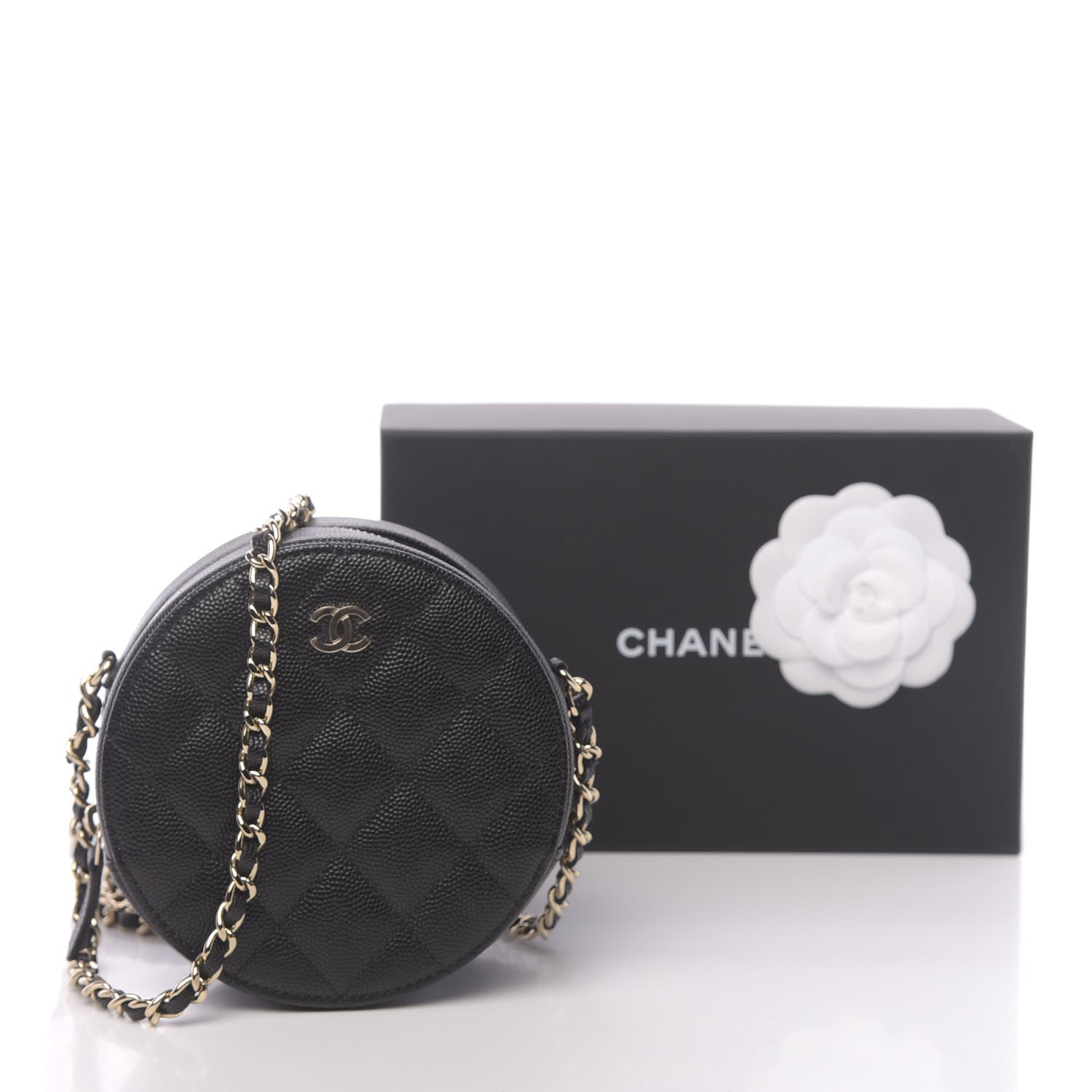 Chanel Caviar Quilted Round Clutch With Chain Black 10 of 10