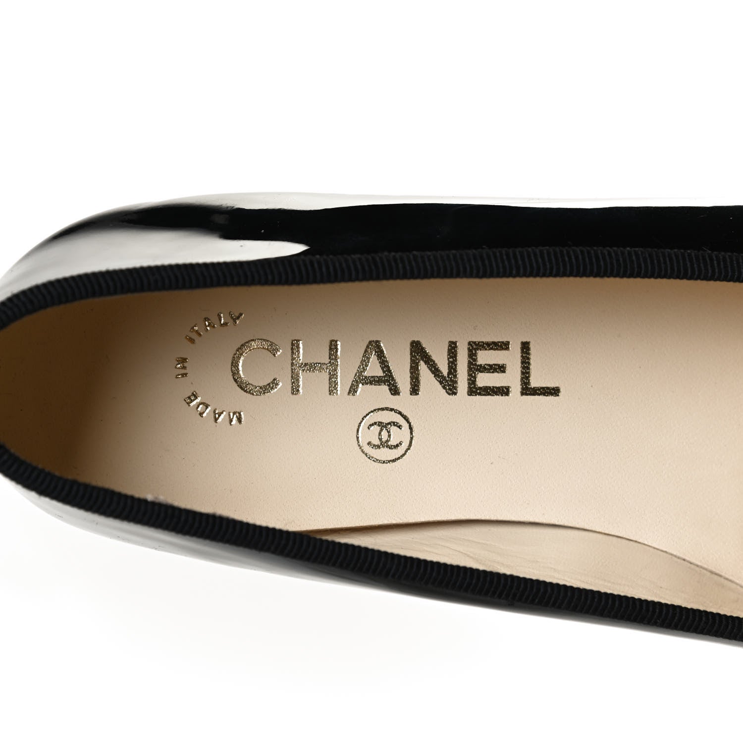 Chanel Patent CC Cap Toe Ballerina Flats 37 Black 10 of 12