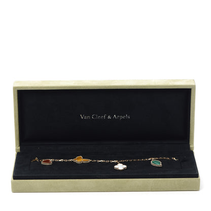 Van Cleef & Arpels 18K Yellow Gold Mother of Pearl Malachite Carnelian Tiger Eye 4 Motifs Lucky Alhambra Bracelet 7 of 7