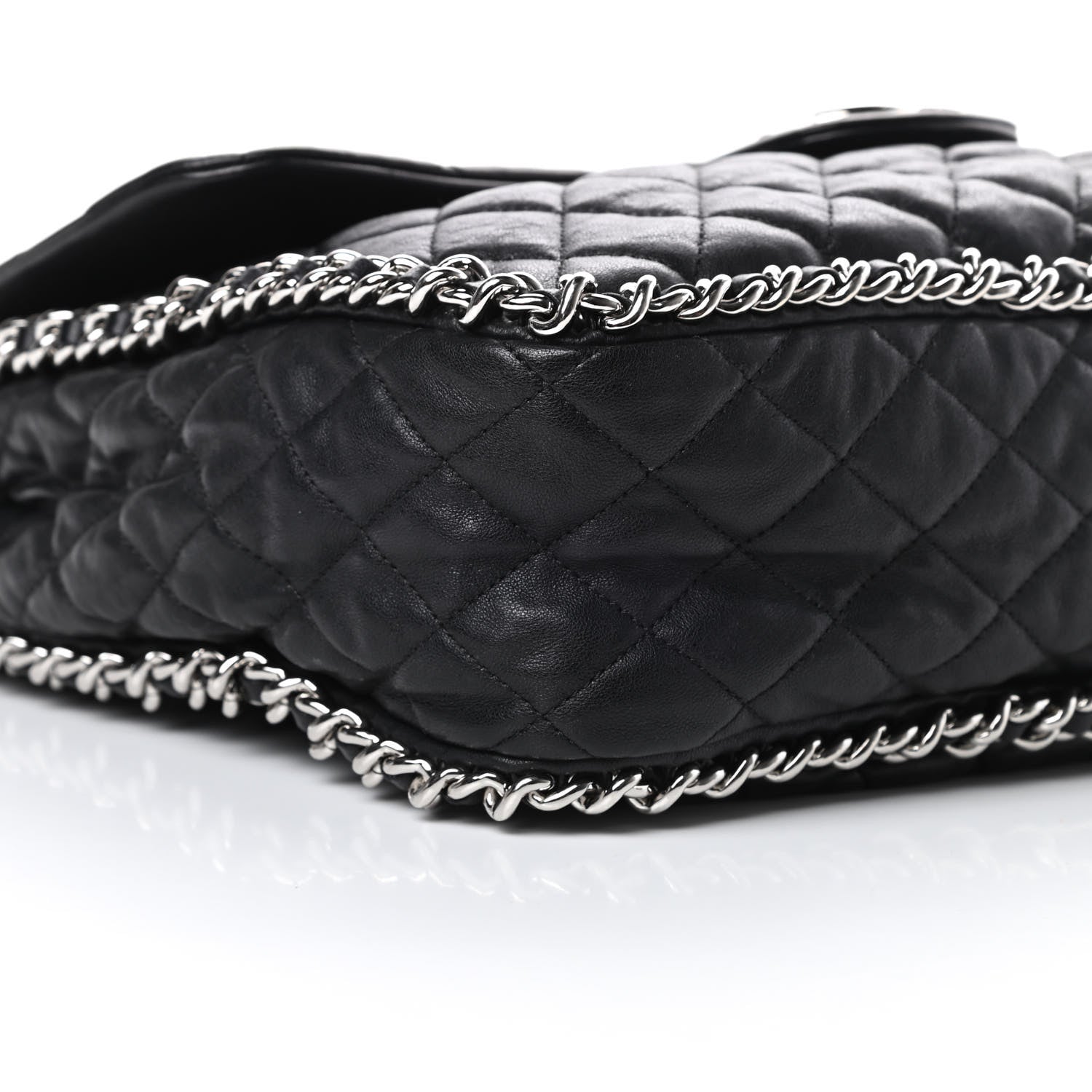 Chanel Washed Lambskin Quilted Maxi Chain Around Flap Black 9 of 11