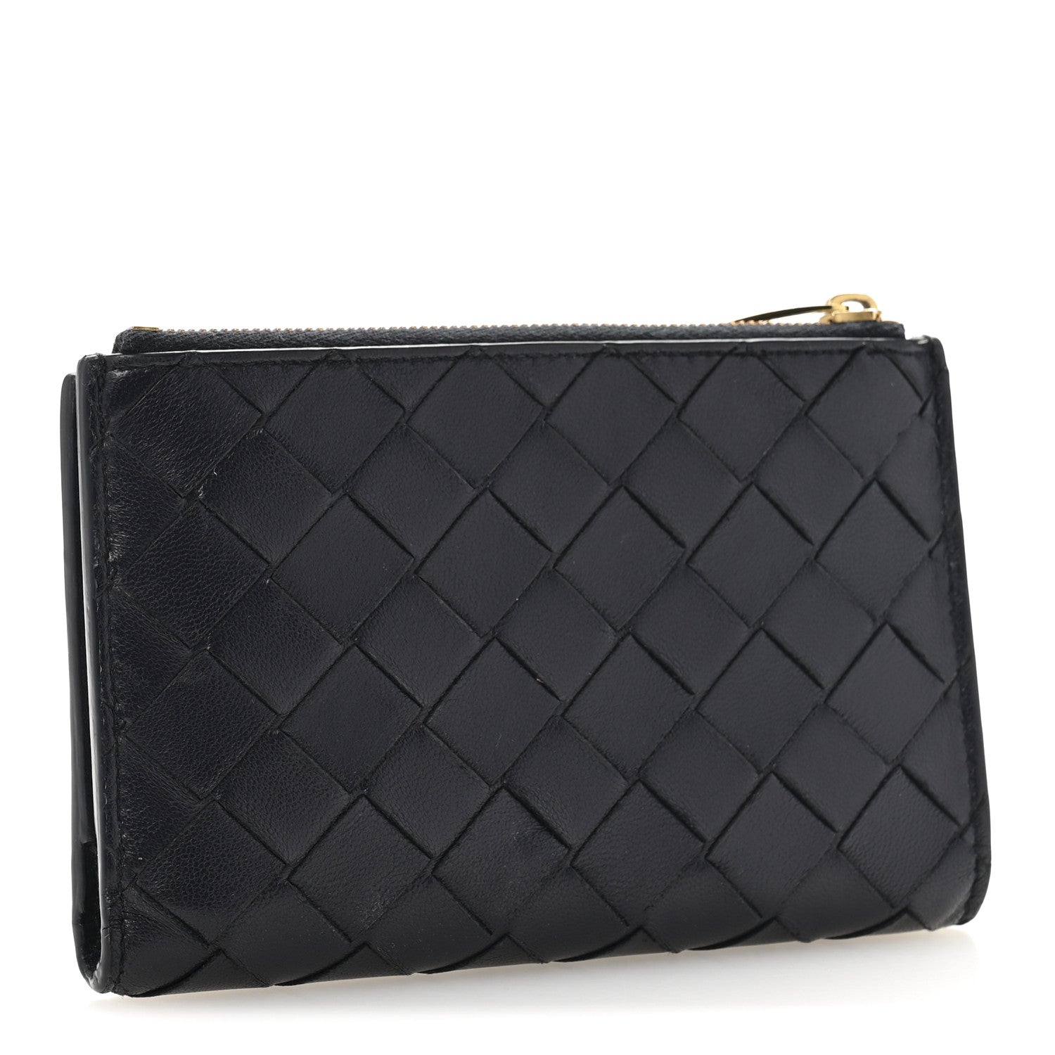 Bottega Veneta Nappa Intrecciato Medium Bifold Zip Wallet Navy 3 of 10