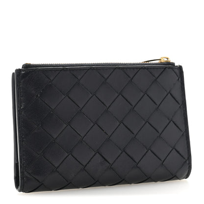 Bottega Veneta Nappa Intrecciato Medium Bifold Zip Wallet Navy 3 of 10