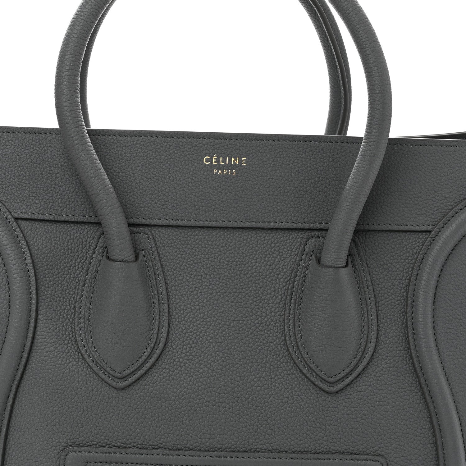 Celine Drummed Calfskin Mini Luggage Kohl 8 of 11