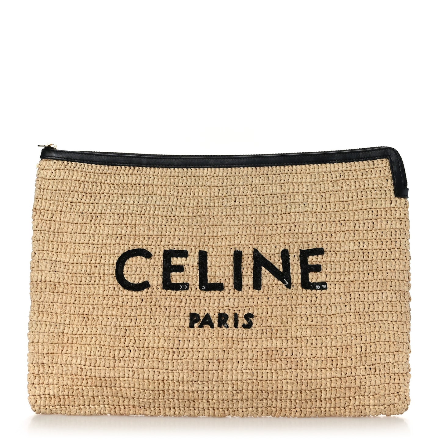 Raffia Sequin Large Pouch Black