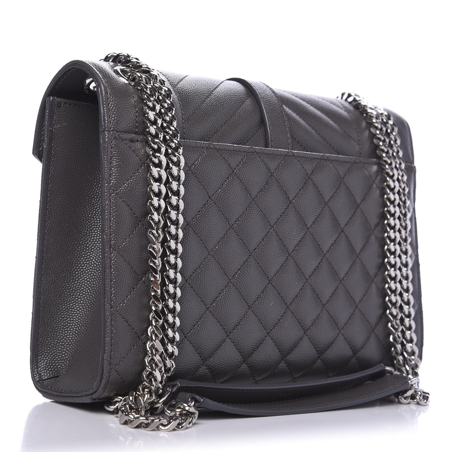 Grain De Poudre Textured Mixed Matelasse Medium Triquilt Monogram Satchel Earth