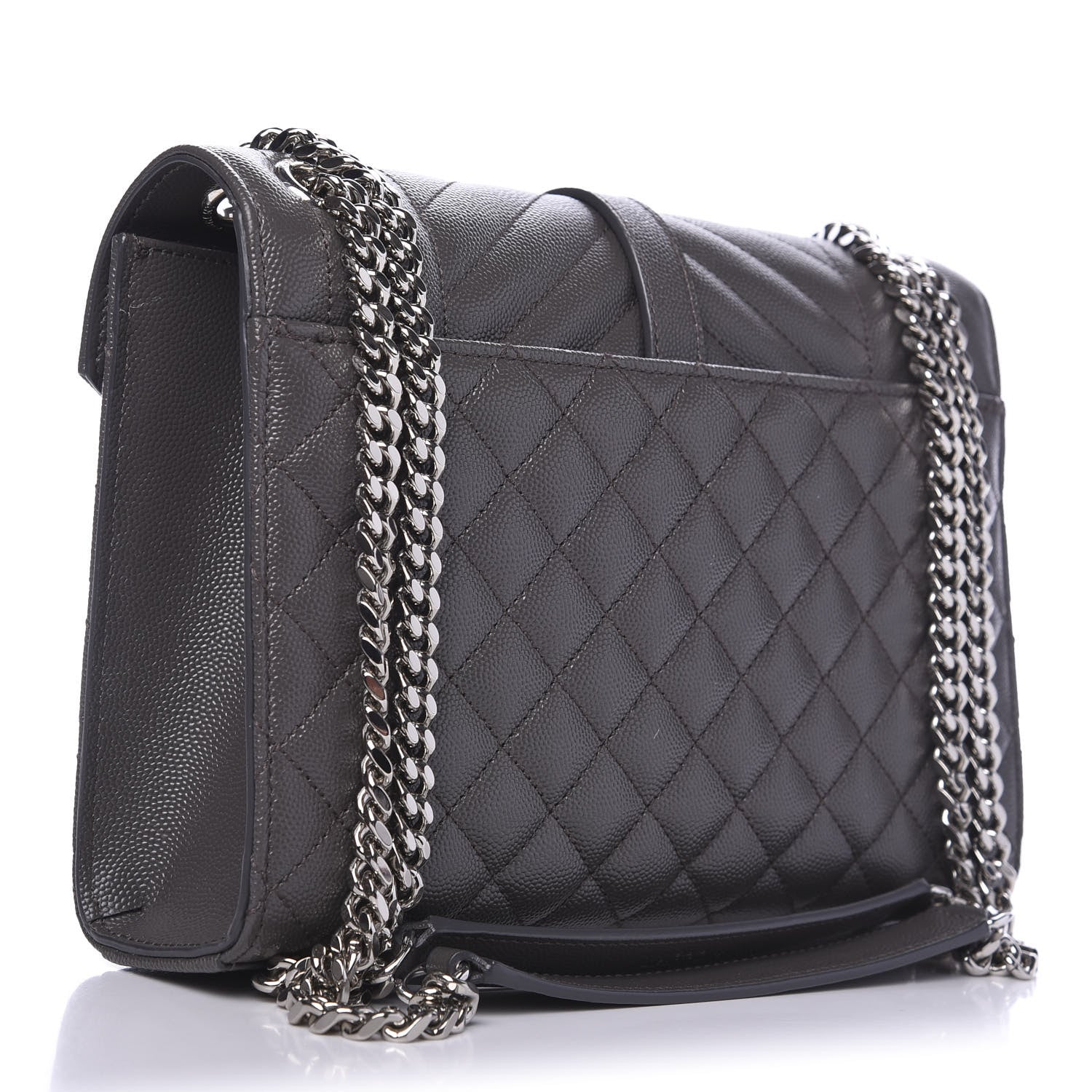 Saint Laurent Grain De Poudre Textured Mixed Matelasse Medium Triquilt Monogram Satchel Earth 4 of 12