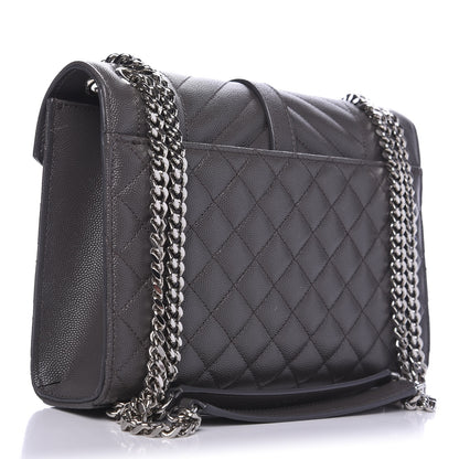 Saint Laurent Grain De Poudre Textured Mixed Matelasse Medium Triquilt Monogram Satchel Earth 4 of 12