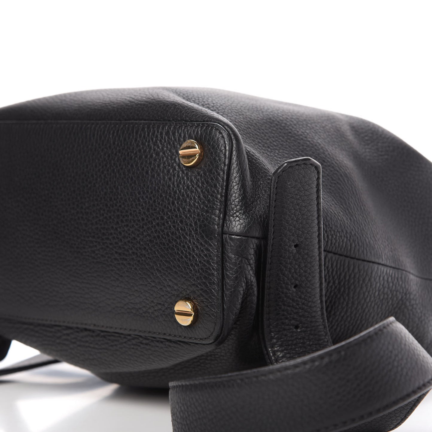 Pebbled Calfskin Rockstud Drawstring Backpack Black
