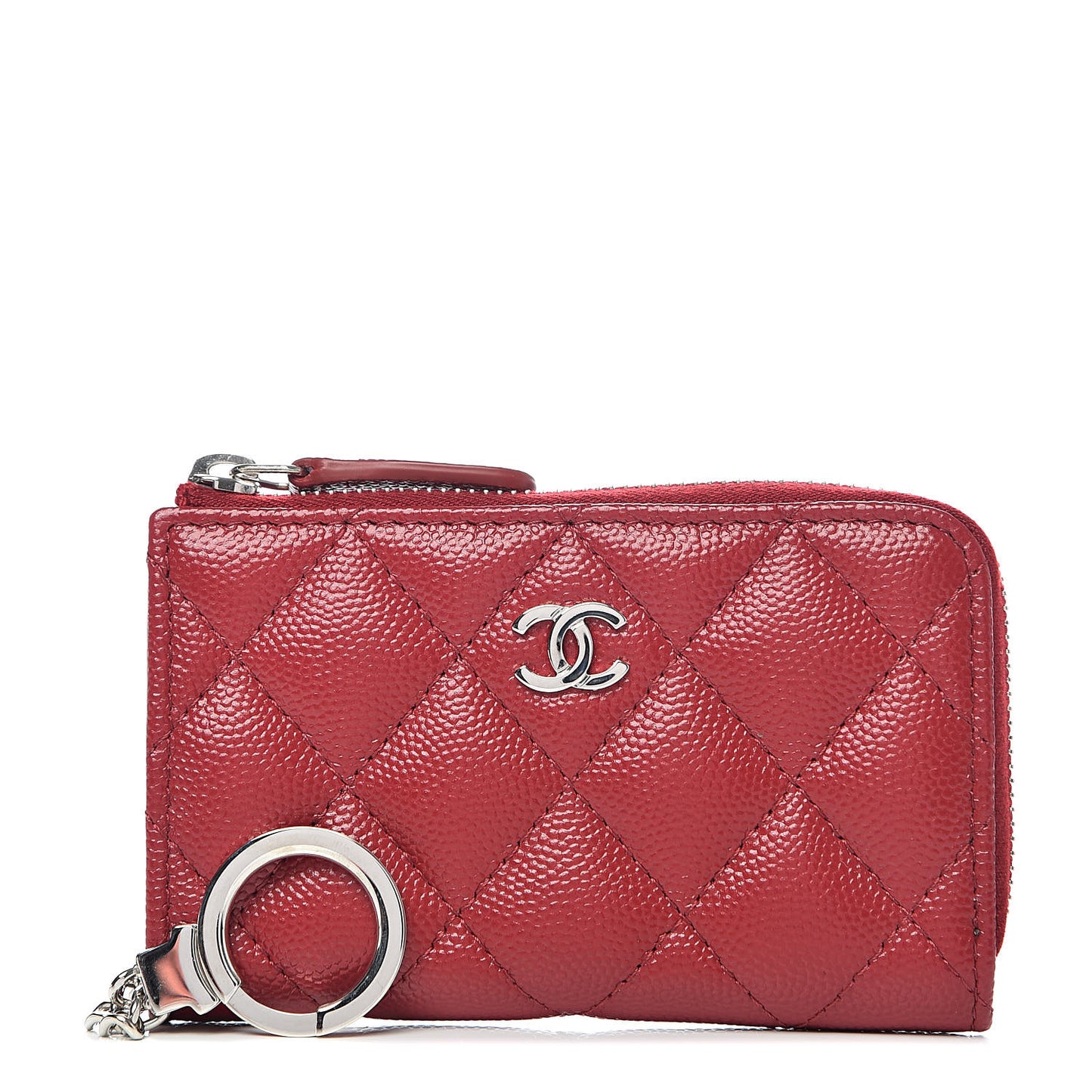 Caviar Quilted Key Holder Case Red
