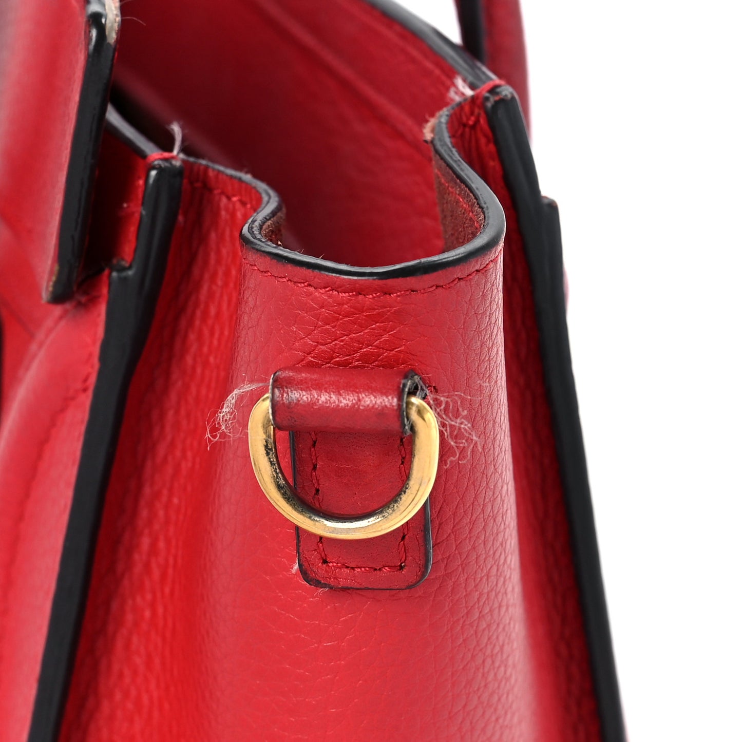 Drummed Calfskin Nano Luggage Red