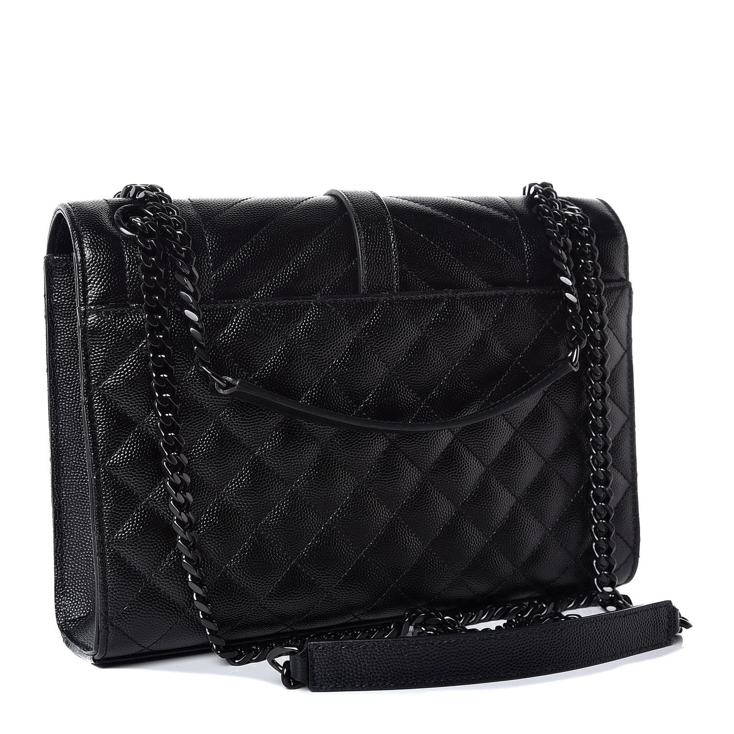 Grain De Poudre Textured Mixed Matelasse Triquilt Medium Monogram Satchel Black