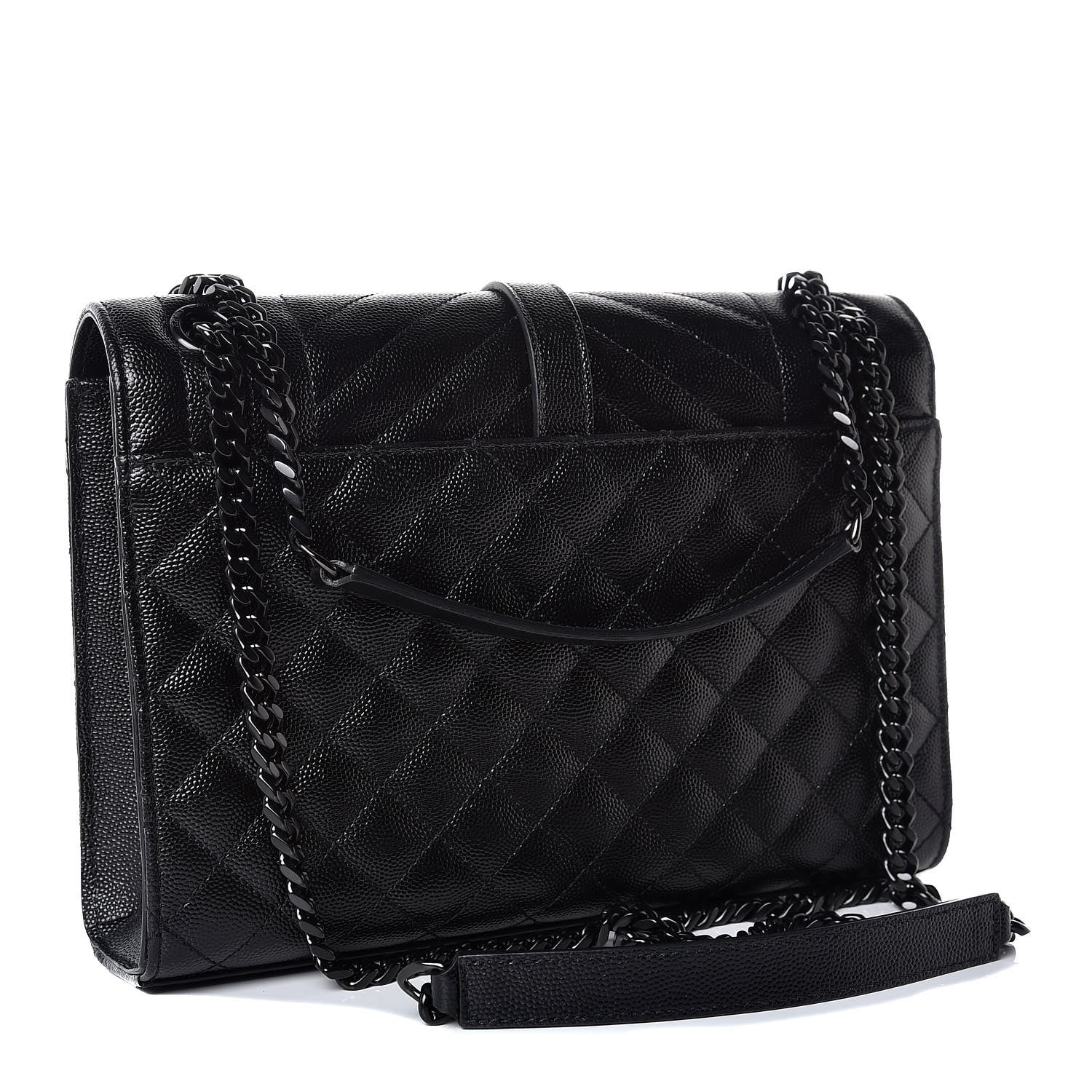 Saint Laurent Grain De Poudre Textured Mixed Matelasse Triquilt Medium Monogram Satchel Black 3 of 8