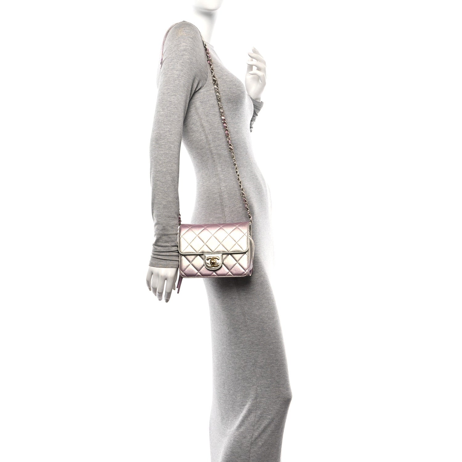 Chanel Metallic Lambskin Like A Wallet Flap Golden Pink 2 of 11