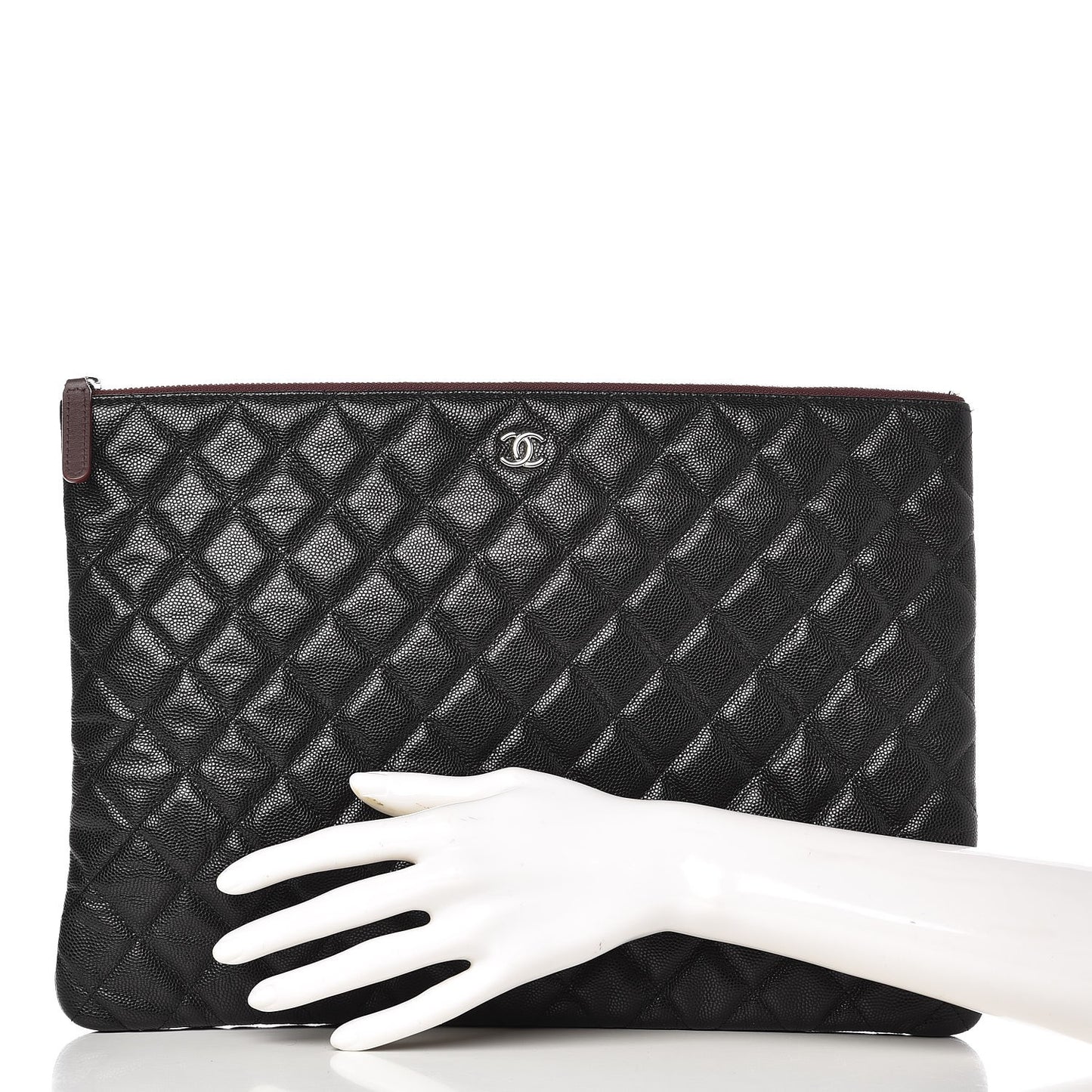 Caviar Quilted Large Cosmetic Case Black