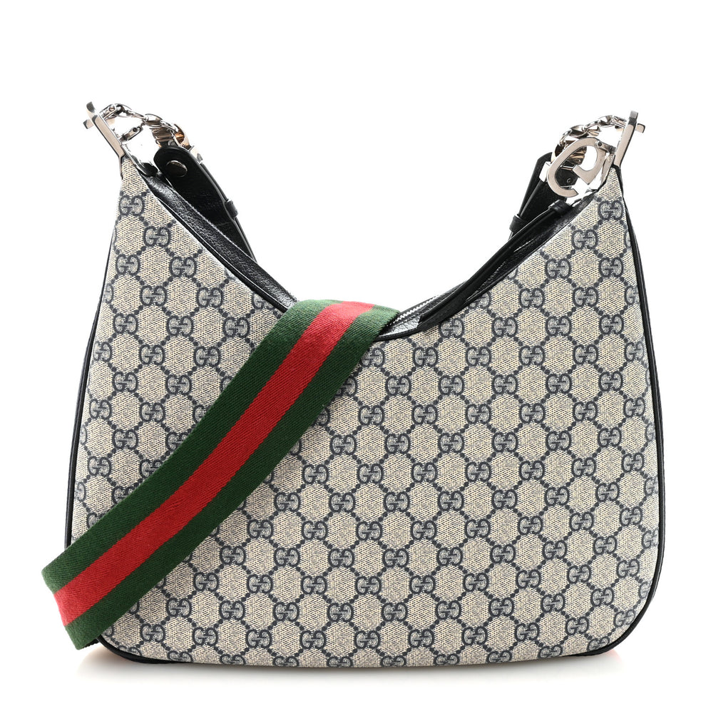 Gucci GG Supreme Monogram Textured Calfskin Web Large Attache Shoulder ...